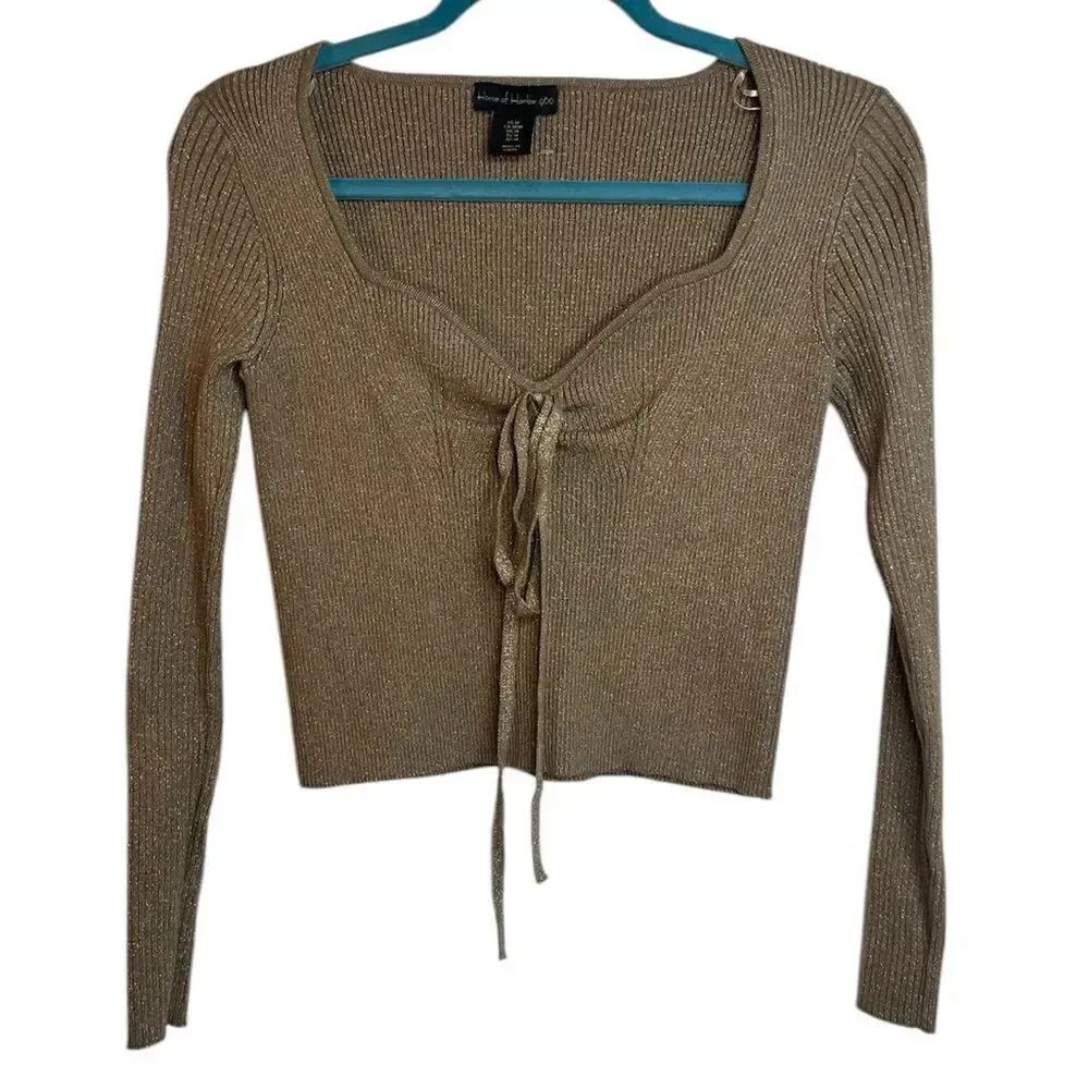 House of Harlow 1960 Long Sleeve Ribbed Top Brown Size Medium
